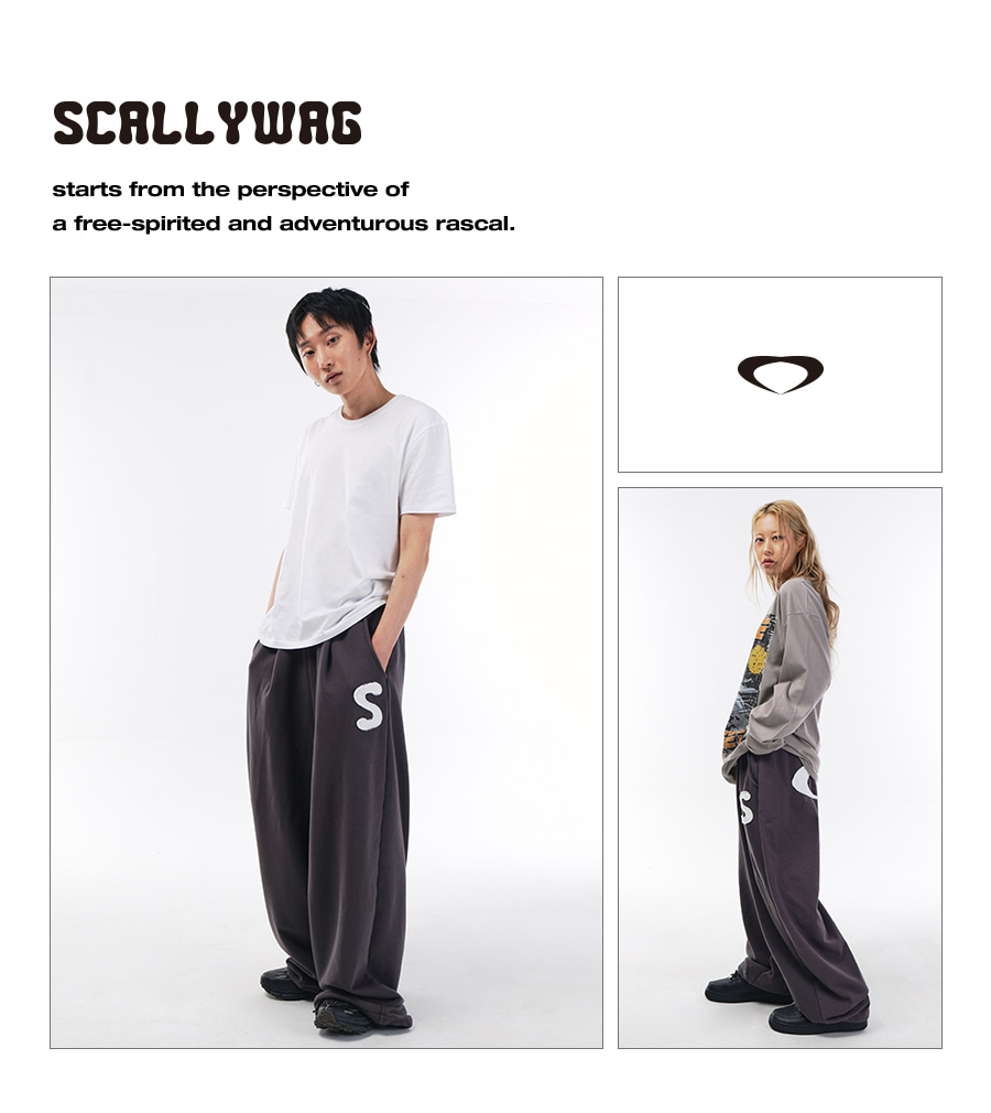 【SCALLYWAG】 LOGO APPLIQUE SWEAT PANTS☆ 韓国人気 MUSINSA公式 | SCALLYWAG Logo Applique Sweatpants [Charcoal]